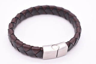 Parisi Armband - Geflochtenes Lederarmband- Schwarz Braun - Edelstahlverschluss - Frauen - Mann - Herren - Inkl. Weiße Schmuckschachtel
