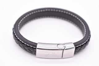 Parisi Armband - Geflochtenes Schwarzes Lederarmband - Magnetverschluss - Damen - Mann - Herren - Inkl. Weiße Schmuckschachtel