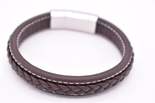 Parisi Armband - Geflochtenes Braunes Lederarmband - Edelstahlverschluss - Damen - Herren - Inkl. Weiße Schmuckschachtel