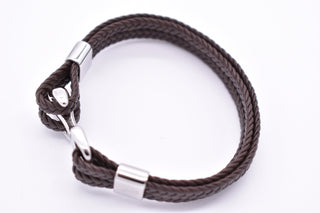 Parisi Armband - geflochtenes Braunes Leder - Anker aus rostfreiem Stahl - Männer - Mann - Inkl. Weiße Schmuckschachtel