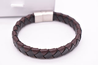 Parisi Armband - Geflochtenes Lederarmband- Schwarz Braun - Edelstahlverschluss - Frauen - Mann - Herren - Inkl. Weiße Schmuckschachtel