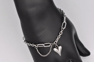 Trend Armband aus Titanstahl, mit herzförmigem Anhänger, für Frauen